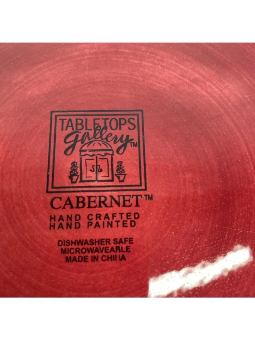 Tabletops AVELLINO CABERNET Hand Painted Red Earthenware Dinner Plates Set 2 NEW